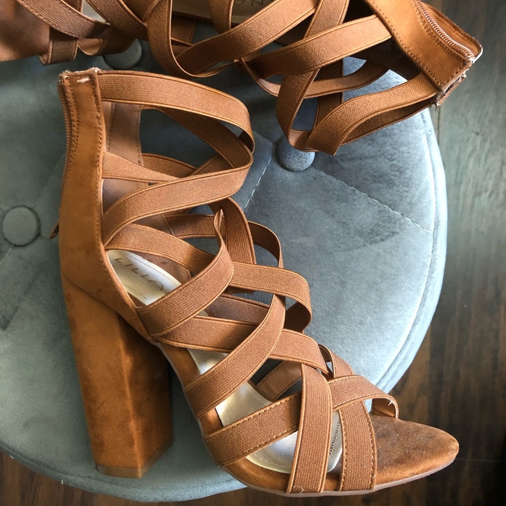 Chunky Heel Strappy Heels